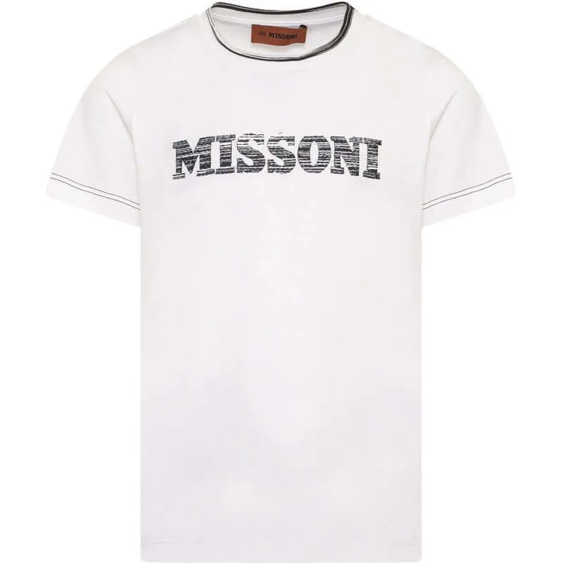 Jungen Weißes T-Shirt mit verzerrtem Logo