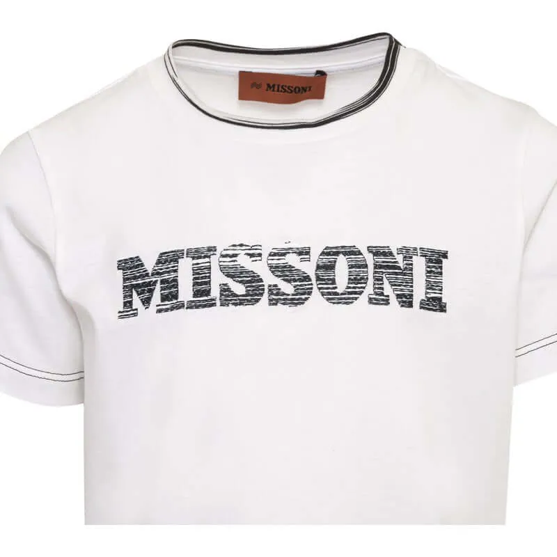 Jungen Weißes T-Shirt mit verzerrtem Logo