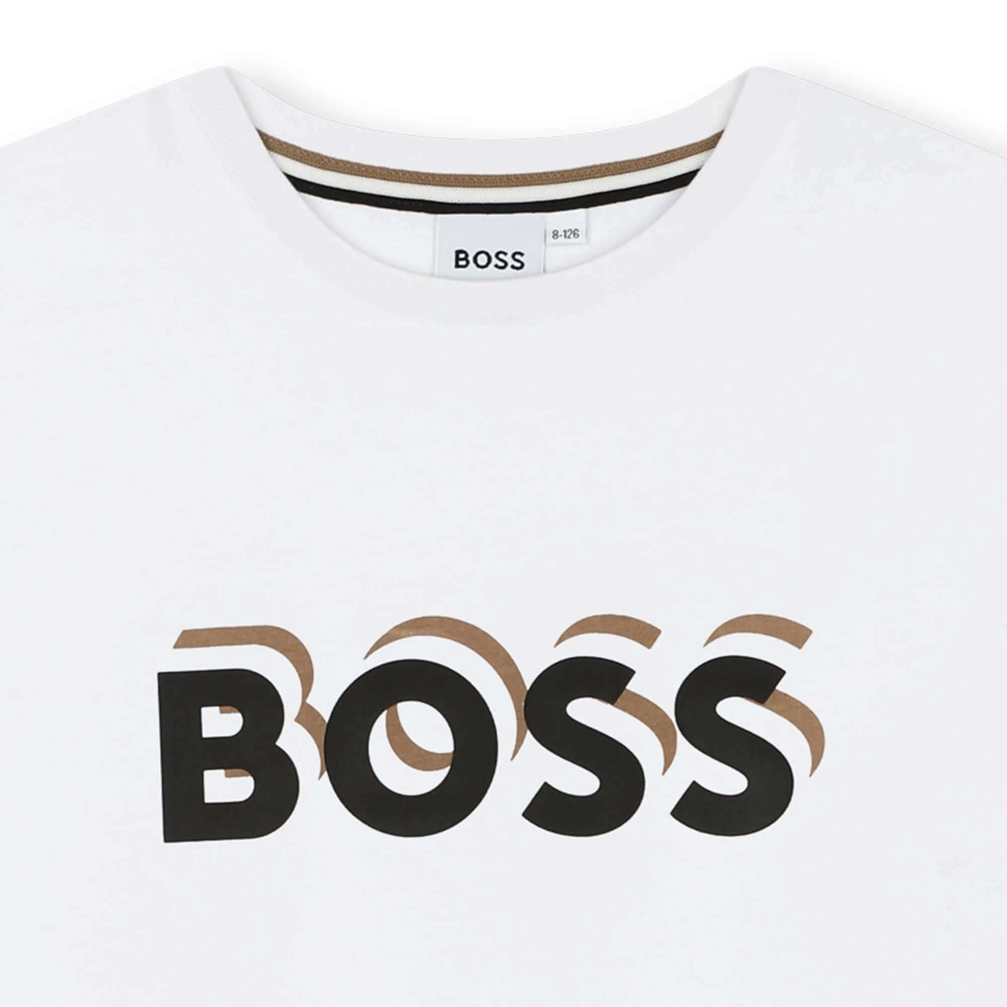 Jungen Weißes Logo Baumwoll Kurzarm T-Shirt