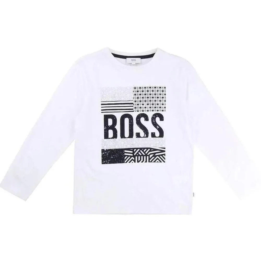 Jungen Weißes Langarm-T-Shirt