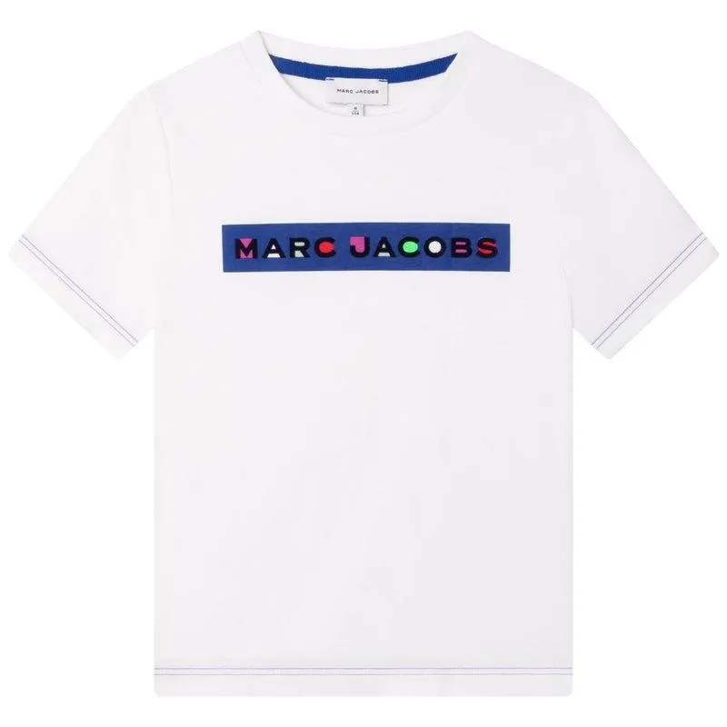 Jungen Weißes T-Shirt mit mehrfarbigem Logo