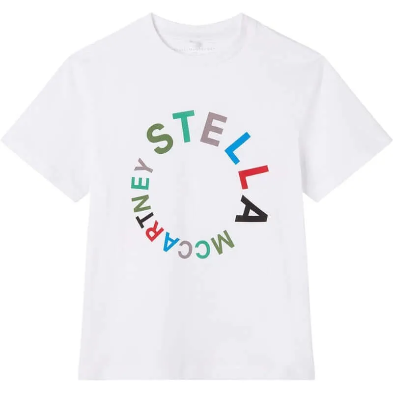 Jungen Weißes Bio-Baumwoll-T-Shirt mit Kreis-Logo