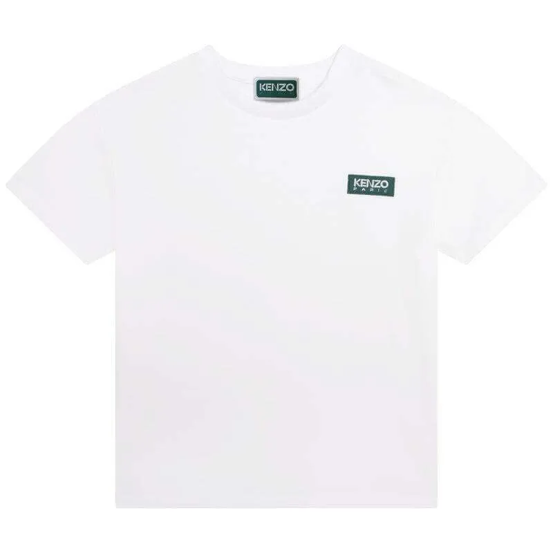 Jungen Weißes Bio-Baumwoll-Logo T-Shirt