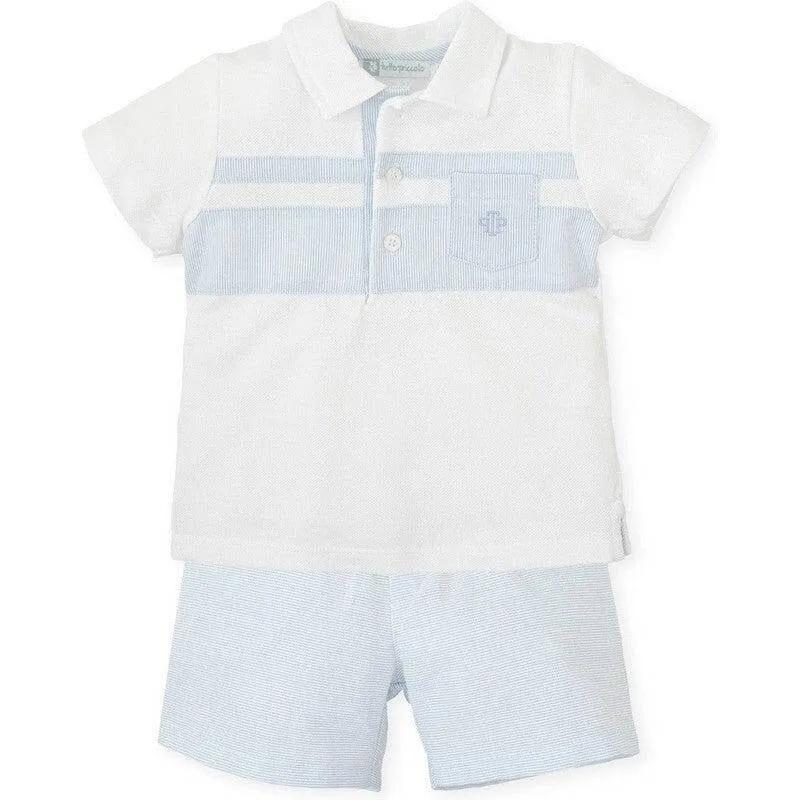 Jungen Weißes Polohemd & Shorts Set