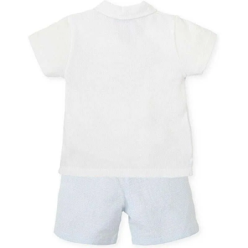 Jungen Weißes Polohemd & Shorts Set