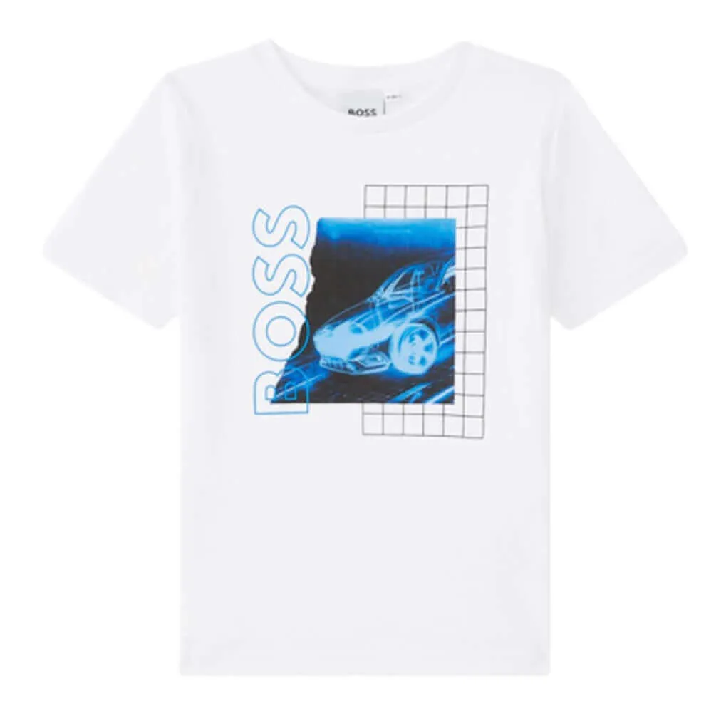 Jungen Weißes T-Shirt mit Kurzarm und Aufdruck