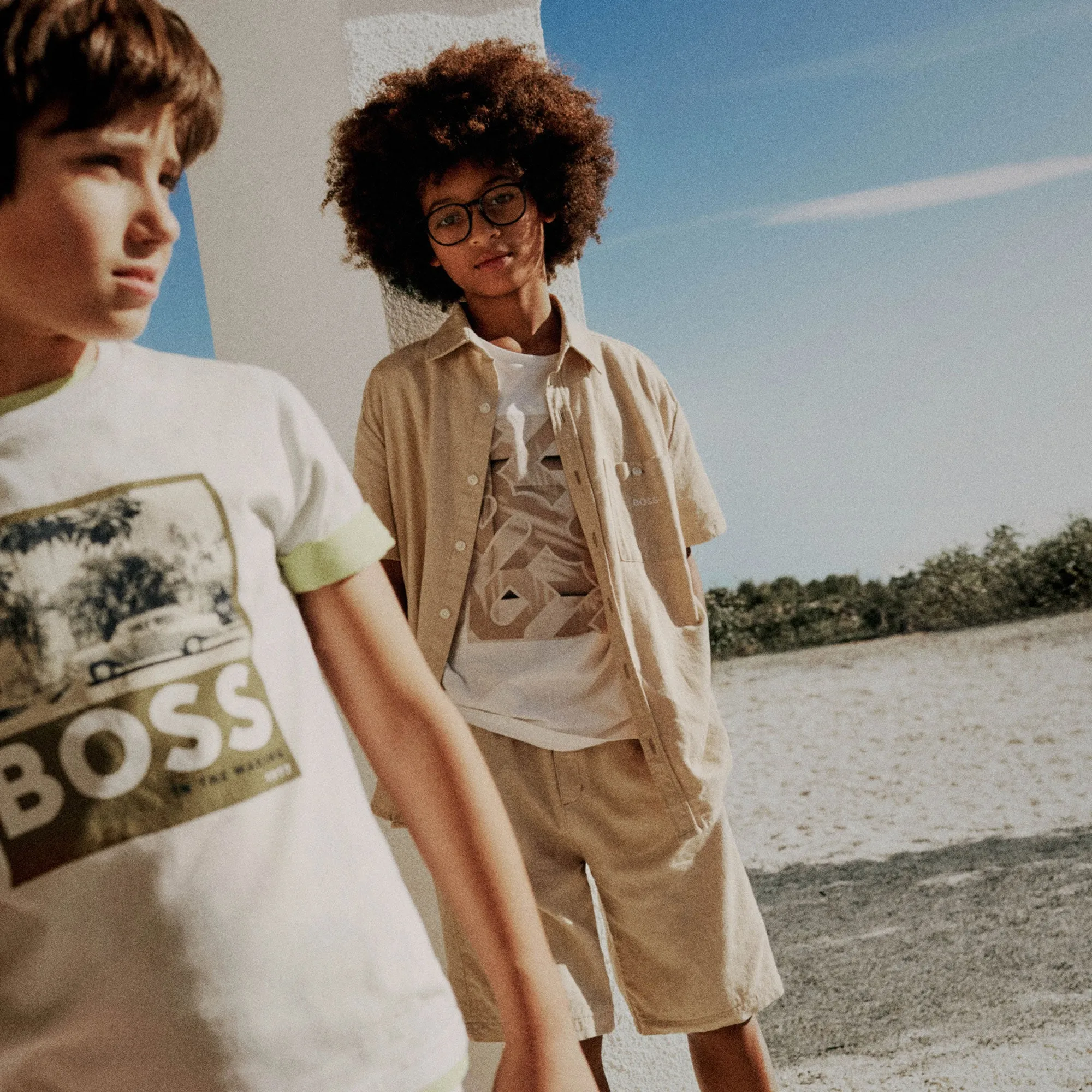Jungen Weißes Kurzarm T-Shirt