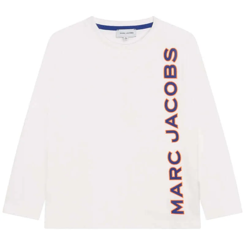Jungen Weißes Langarmshirt mit Seitenlogo
