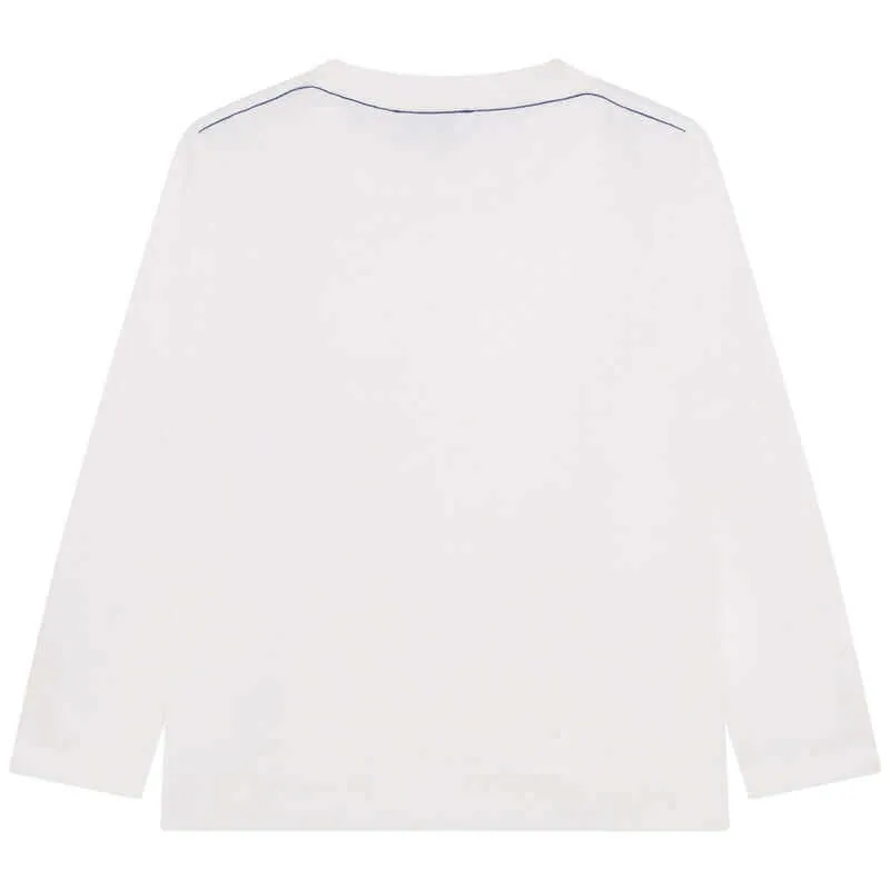 Jungen Weißes Langarmshirt mit Seitenlogo