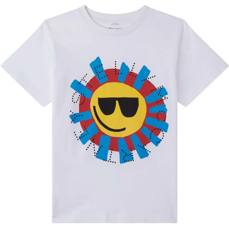 Jungen Weißes T-Shirt mit Sonnenaufdruck