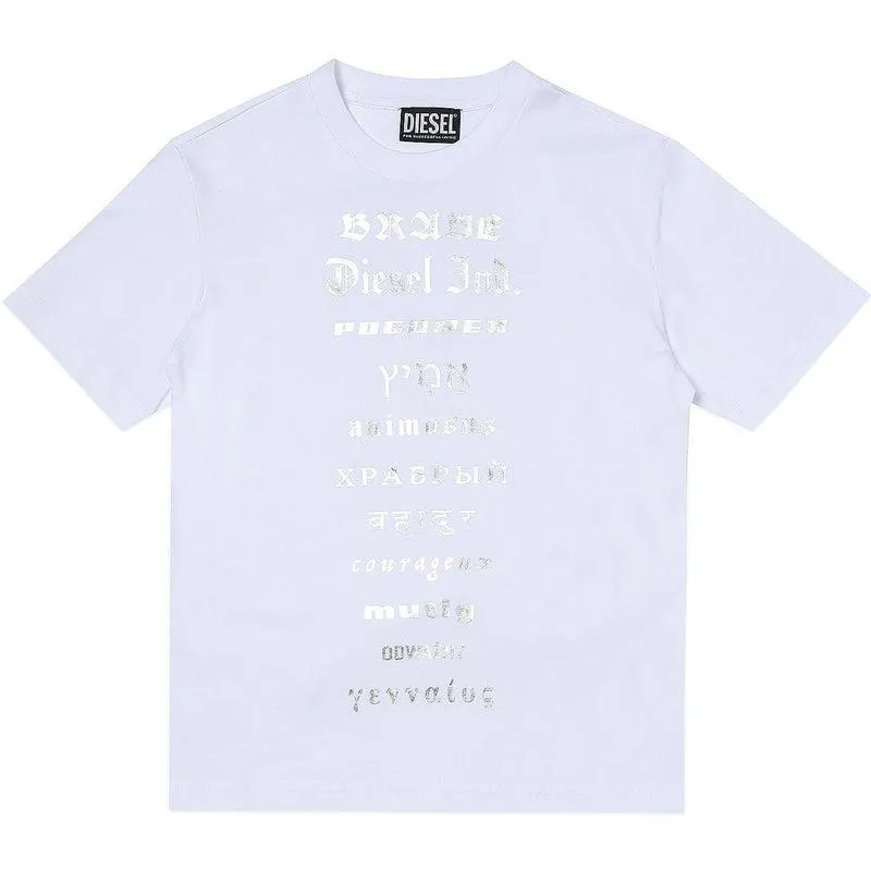 Jungen Weißes Text T-Shirt