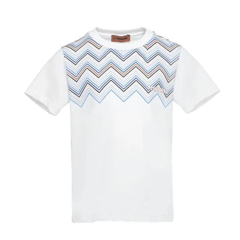 Jungen Weißes Zickzack T-Shirt