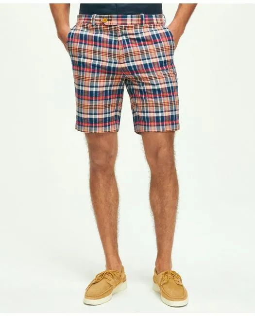 Brooks Brothers Herren-Baumwoll-Madras-Shorts Koralle Brooks Brothers