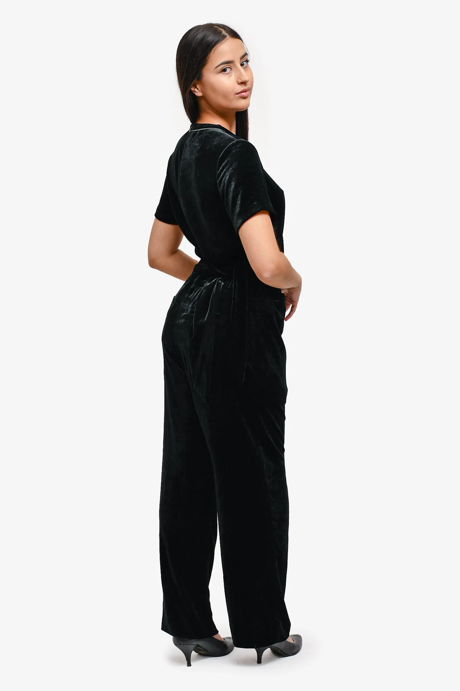 Brunello Cucinelli Schwarzer Samt Perlen-Overall Größe M