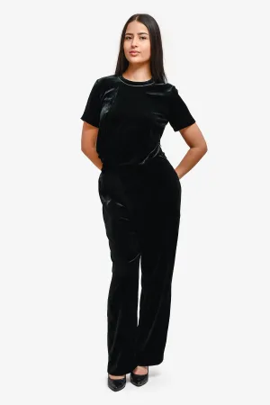 Brunello Cucinelli Black Velvet Beaded Jumpsuit Size M
