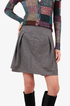 Brunello Cucinelli Grey Wool Pleated Mini Skirt Size 6