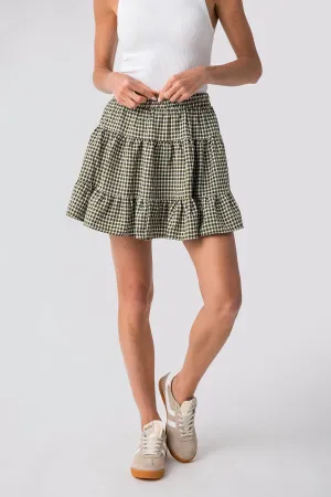 Buttermelon High Waist Tiered Check Skirt