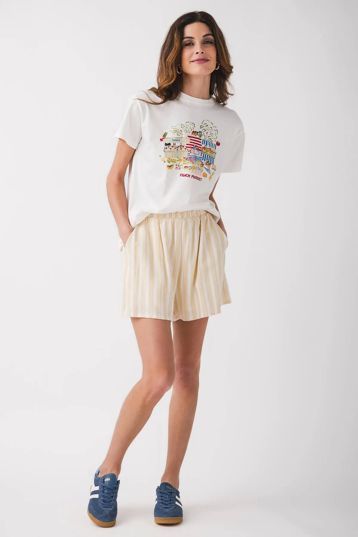 By Together Salvador Gestreifte Leinen Shorts