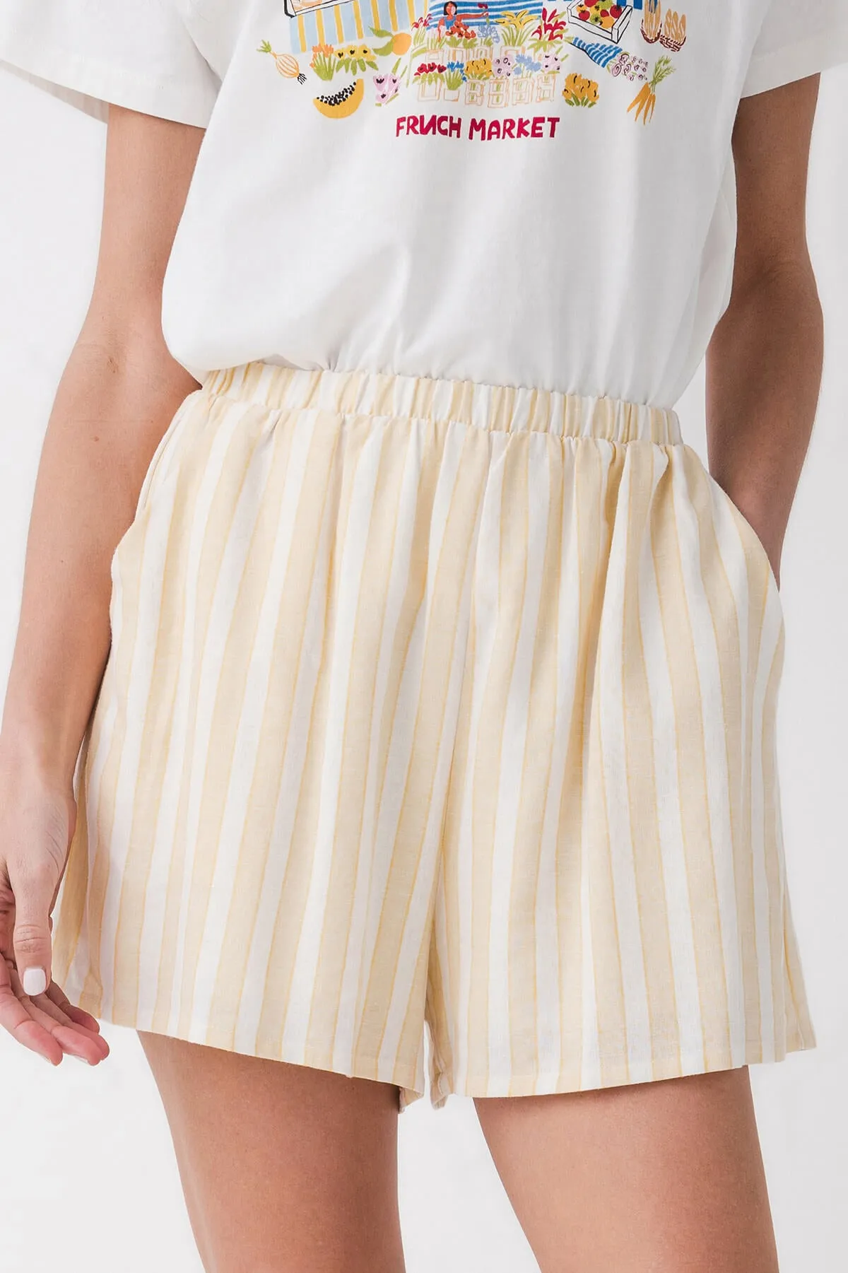 By Together Salvador Gestreifte Leinen Shorts