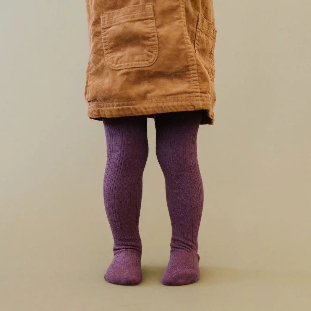 Cable Knit Strumpfhose - Staubiges Pflaume von Little Stocking Co.
