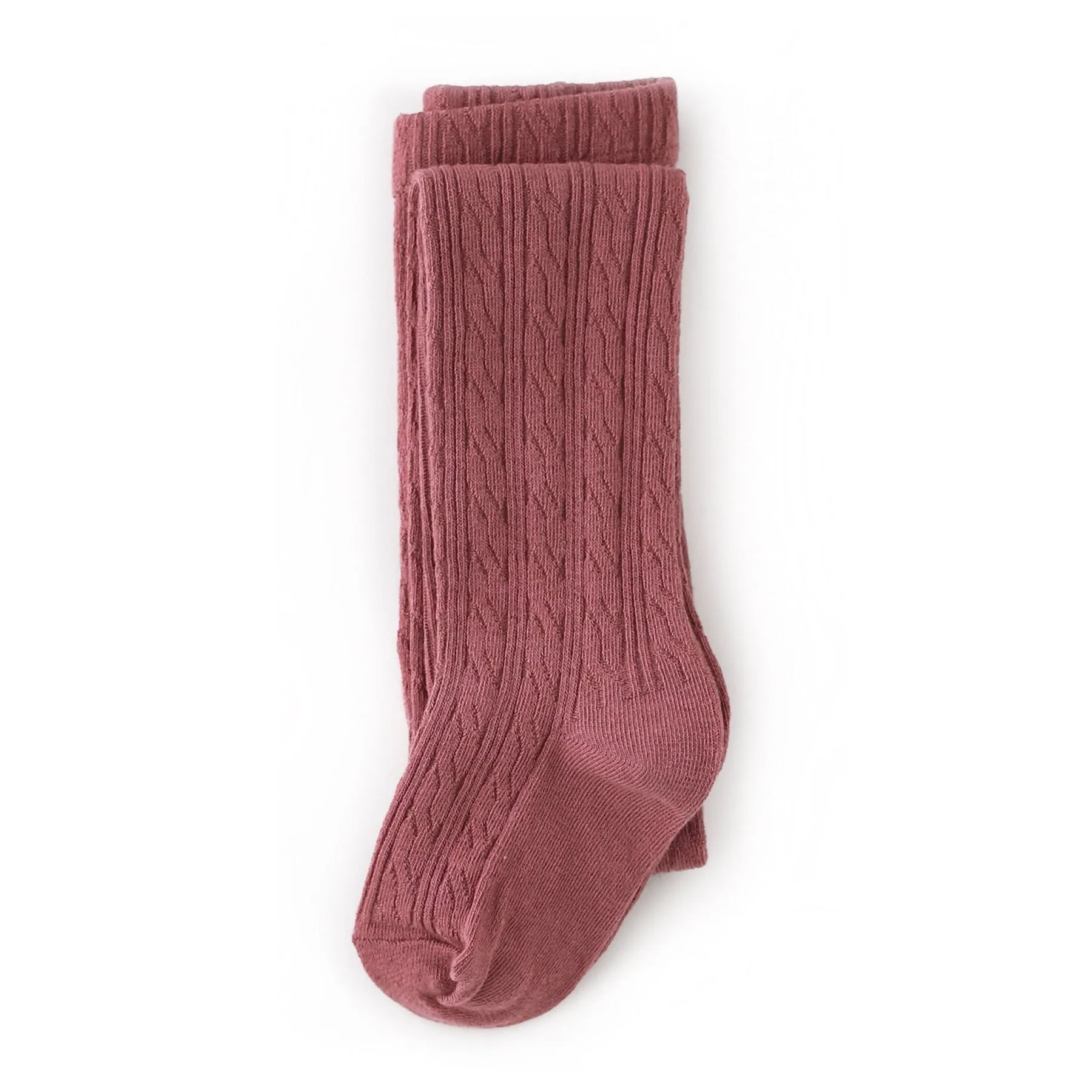 Kabelgestrickte Strumpfhose - Mauve Rose von Little Stocking Co.