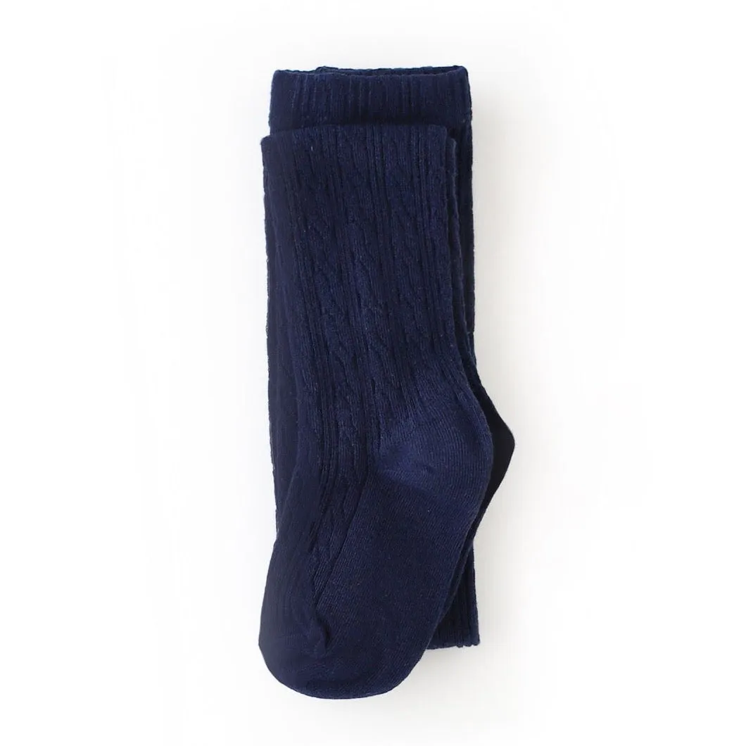 Kabelgestrickte Strumpfhose - Marine von Little Stocking Co.