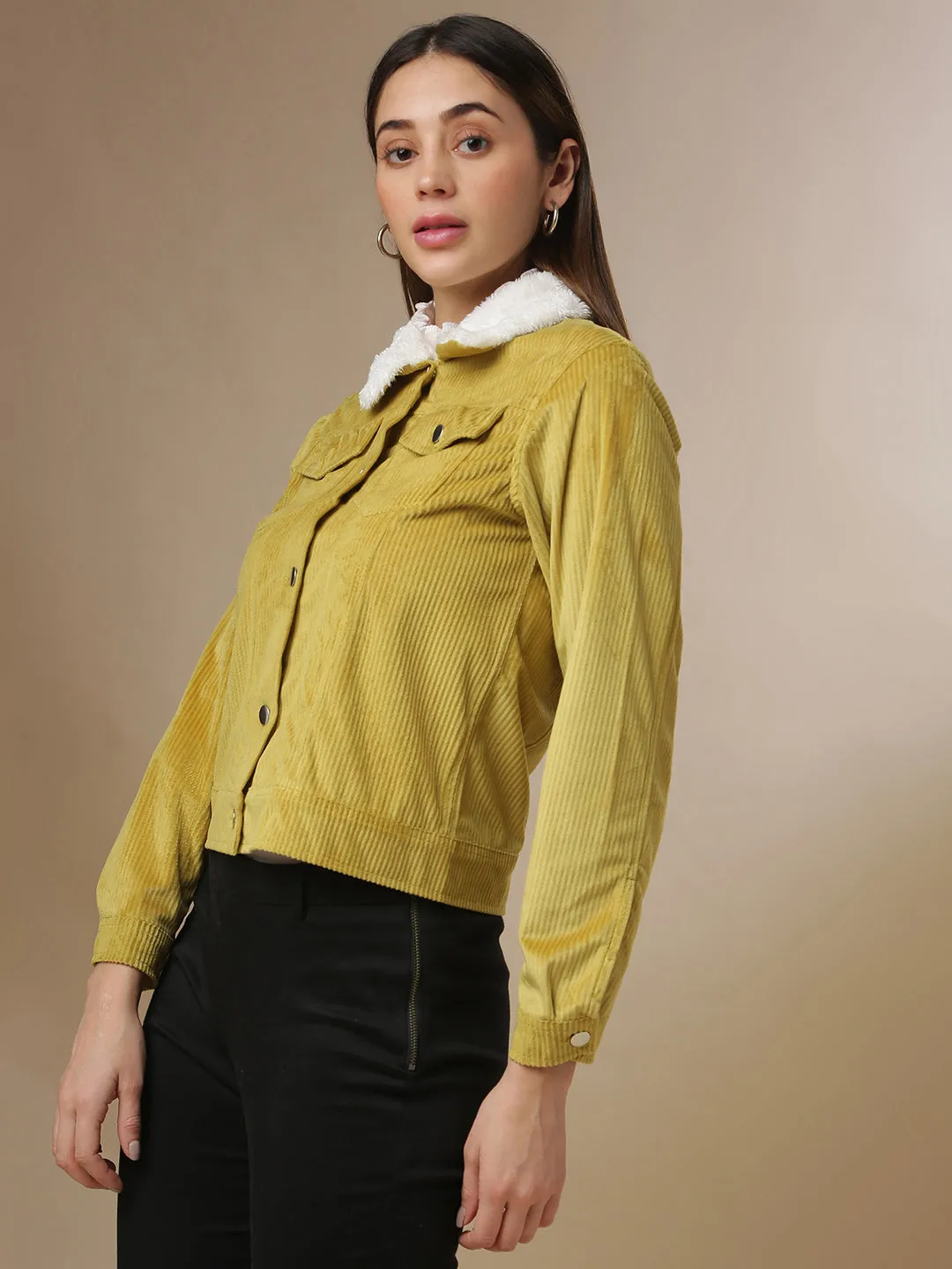 Campus Sutra Damen Solide Stilvolle Freizeitjacke