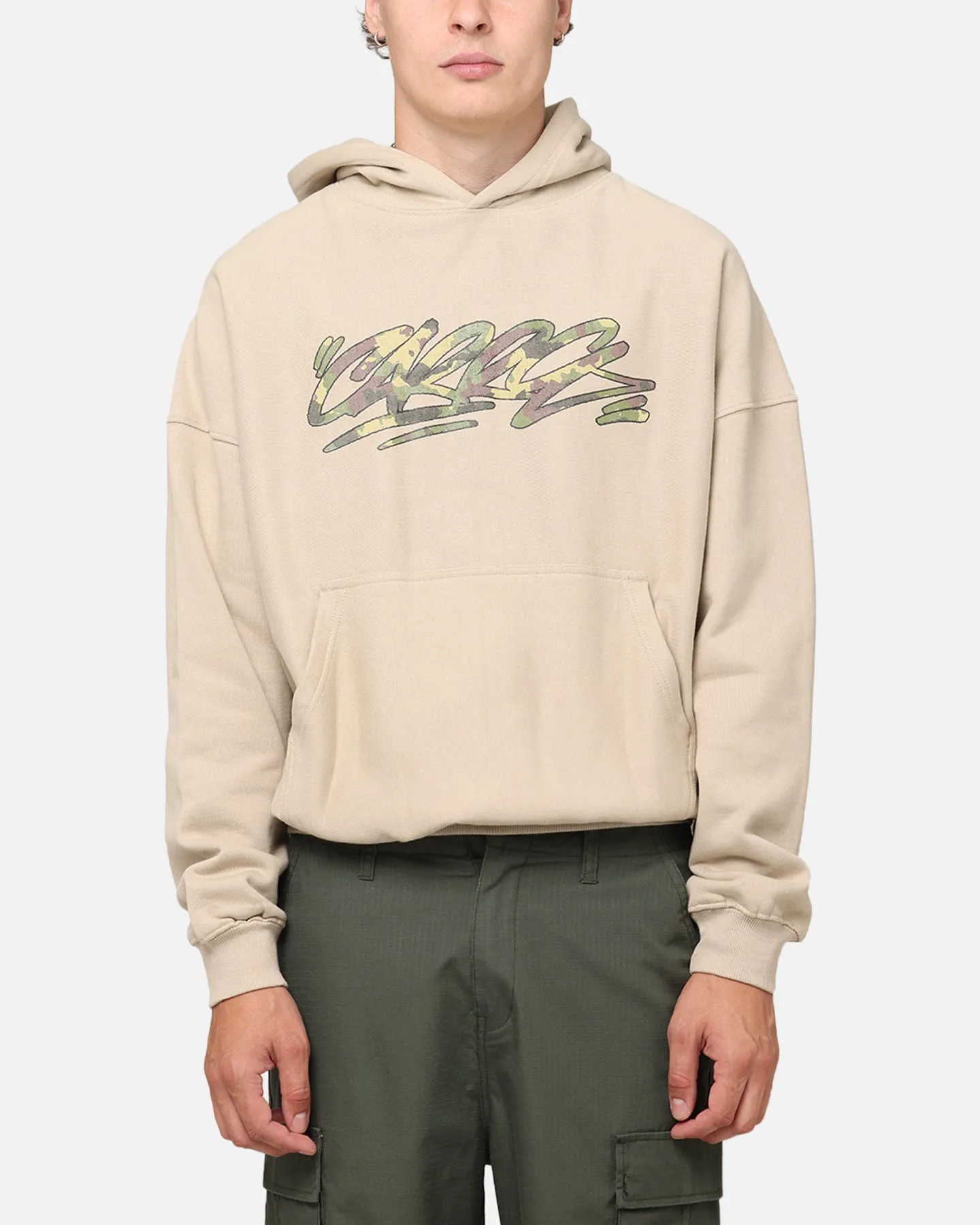 Carre Camo Script Hoodie Stein