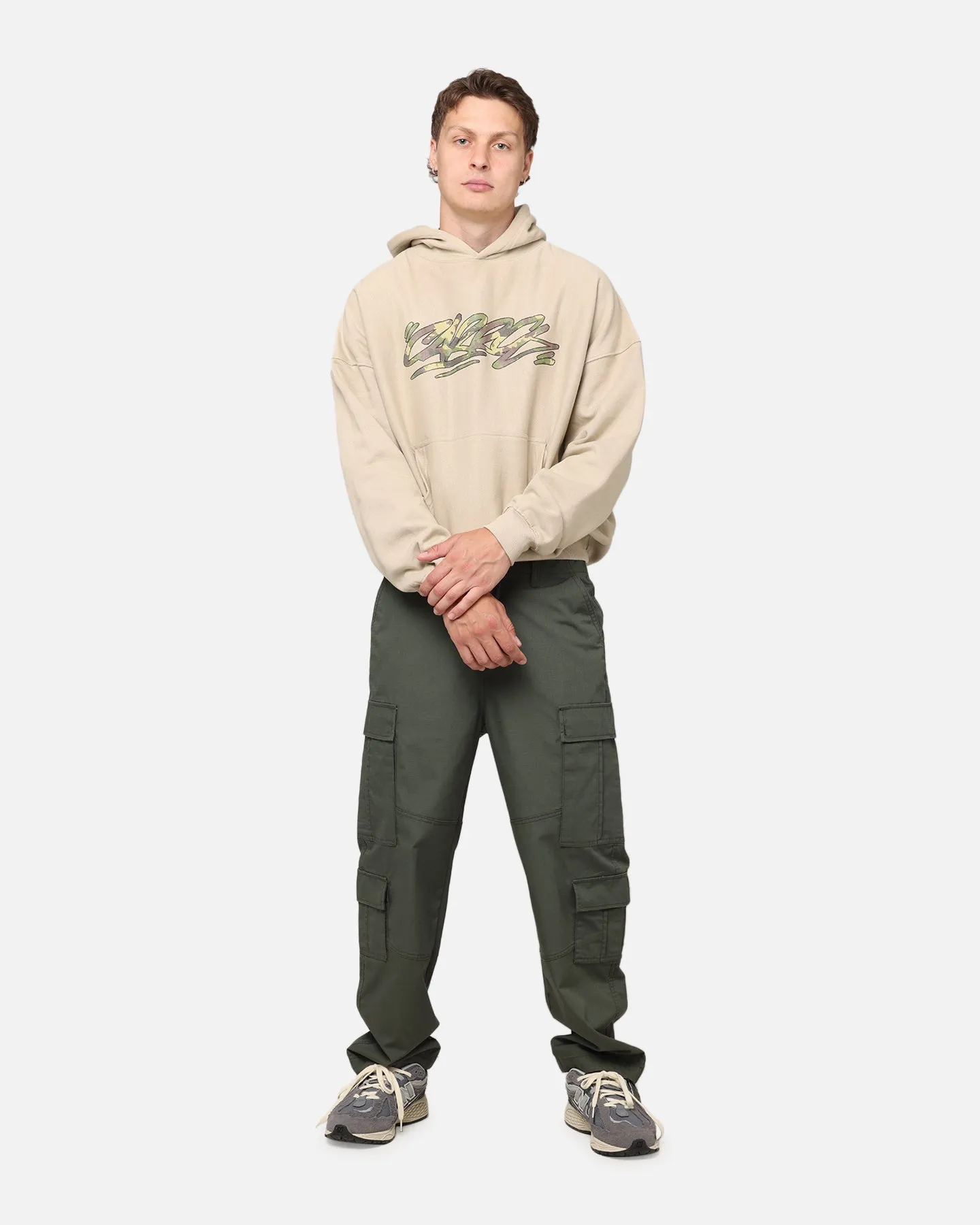 Carre Camo Script Hoodie Stein