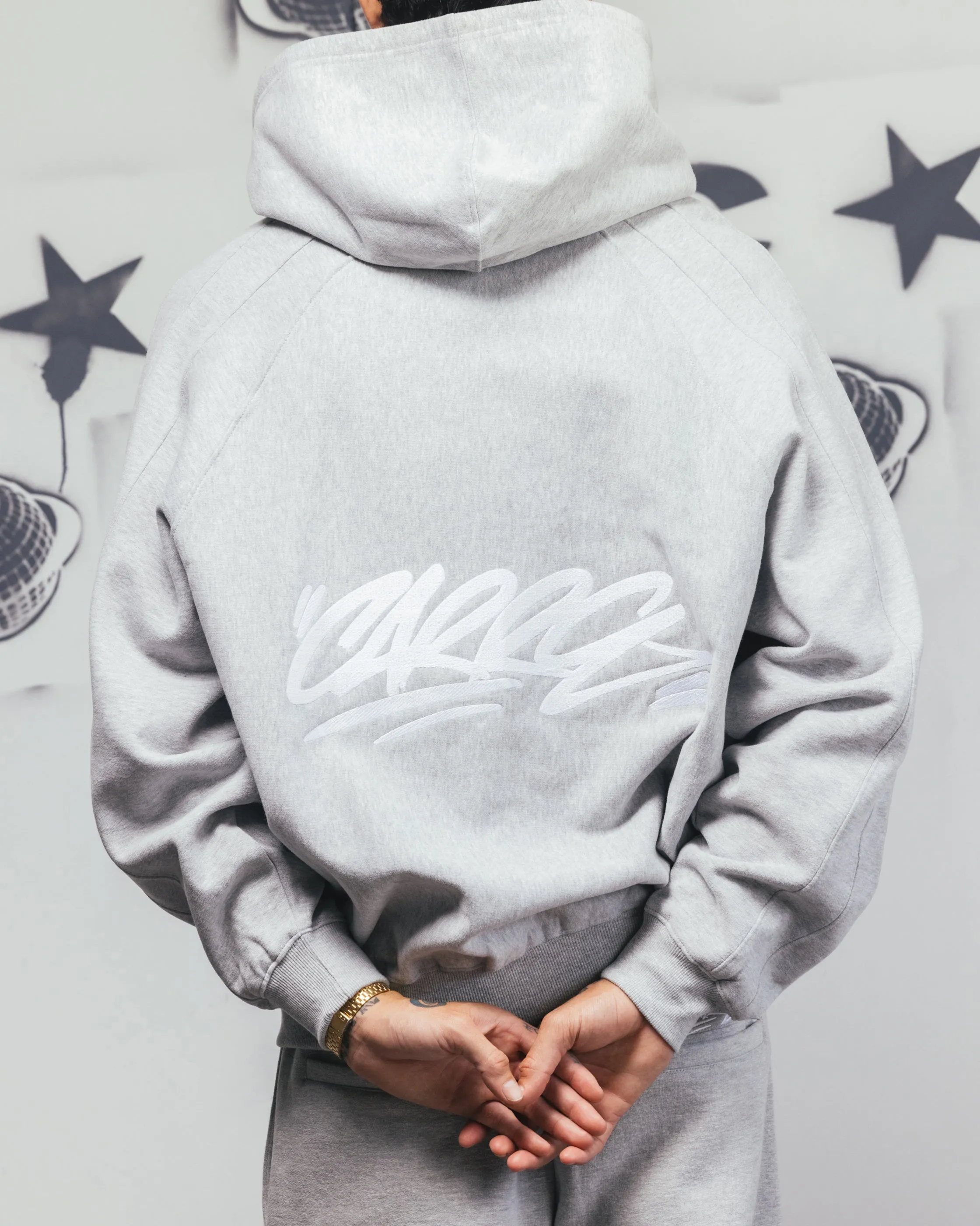 Carre Grit Zip Hoodie Grau Meliert