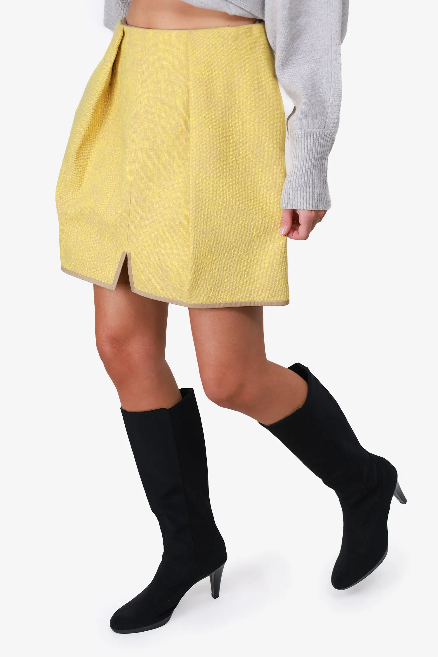 Carven Rock in Gelb/Beige mit hoher Taille Größe 38