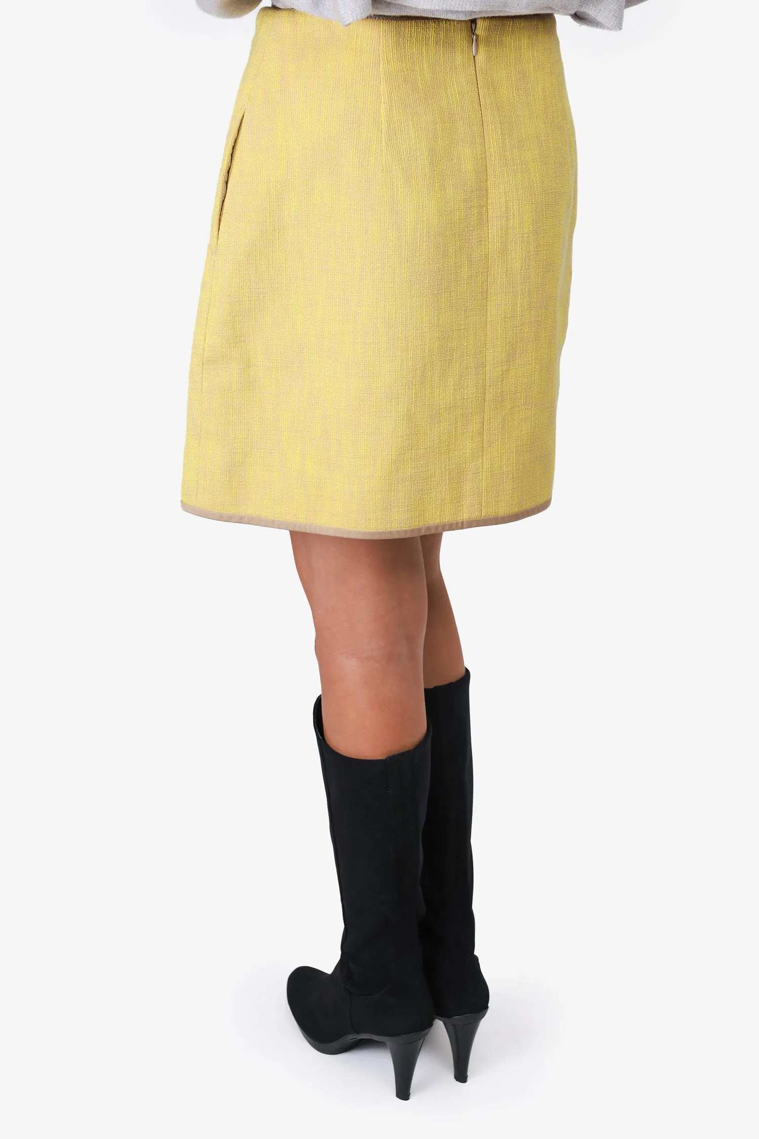 Carven Rock in Gelb/Beige mit hoher Taille Größe 38