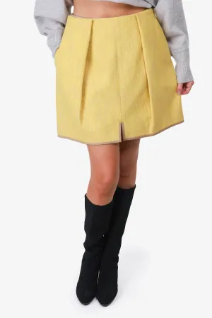 Carven Yellow/Beige Trim High Waisted Skirt Size 38