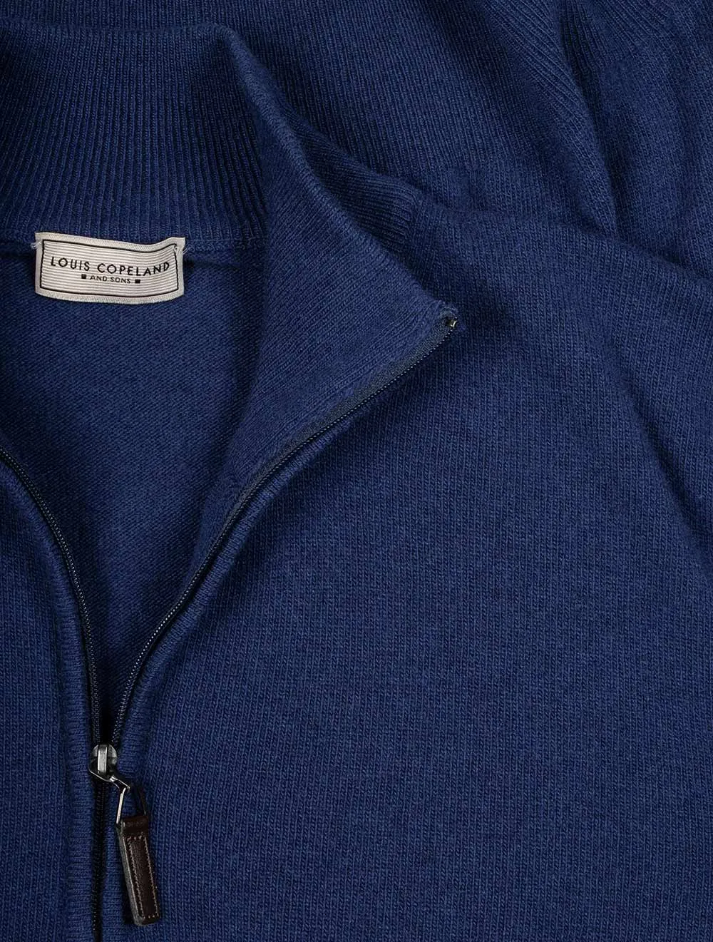 Kaschmir & Merinowolle Denim mit Halbzip