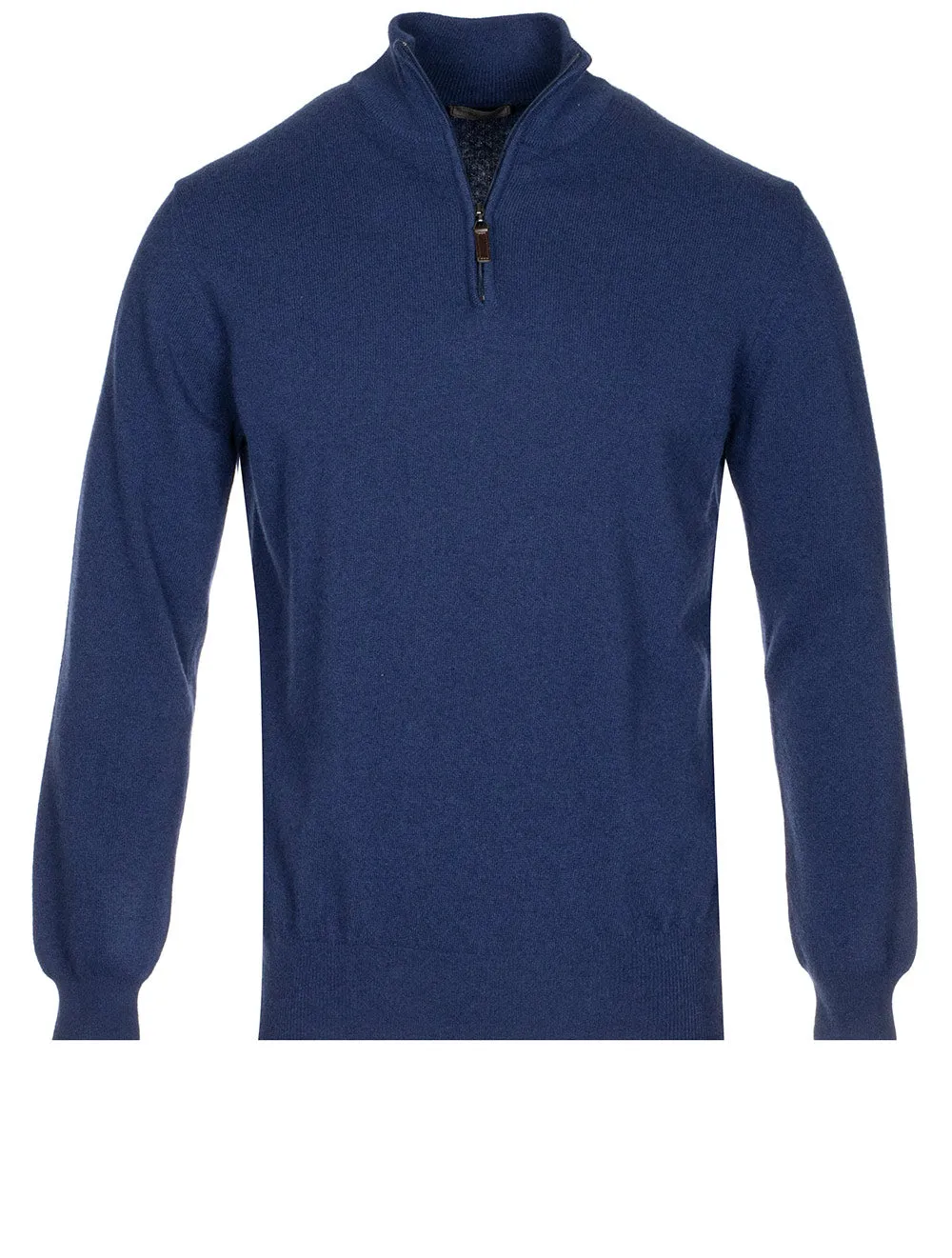 Kaschmir & Merinowolle Denim mit Halbzip
