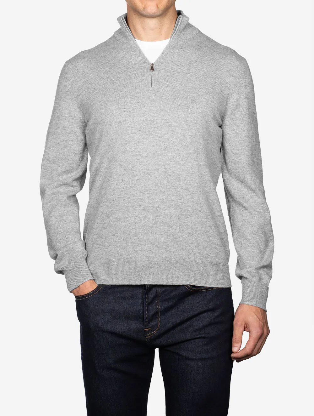 Kaschmir-Mockneck in Grau