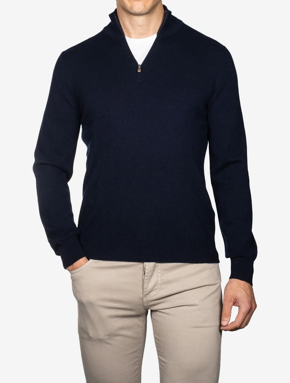 Kaschmir-Mock-Navy-Blau