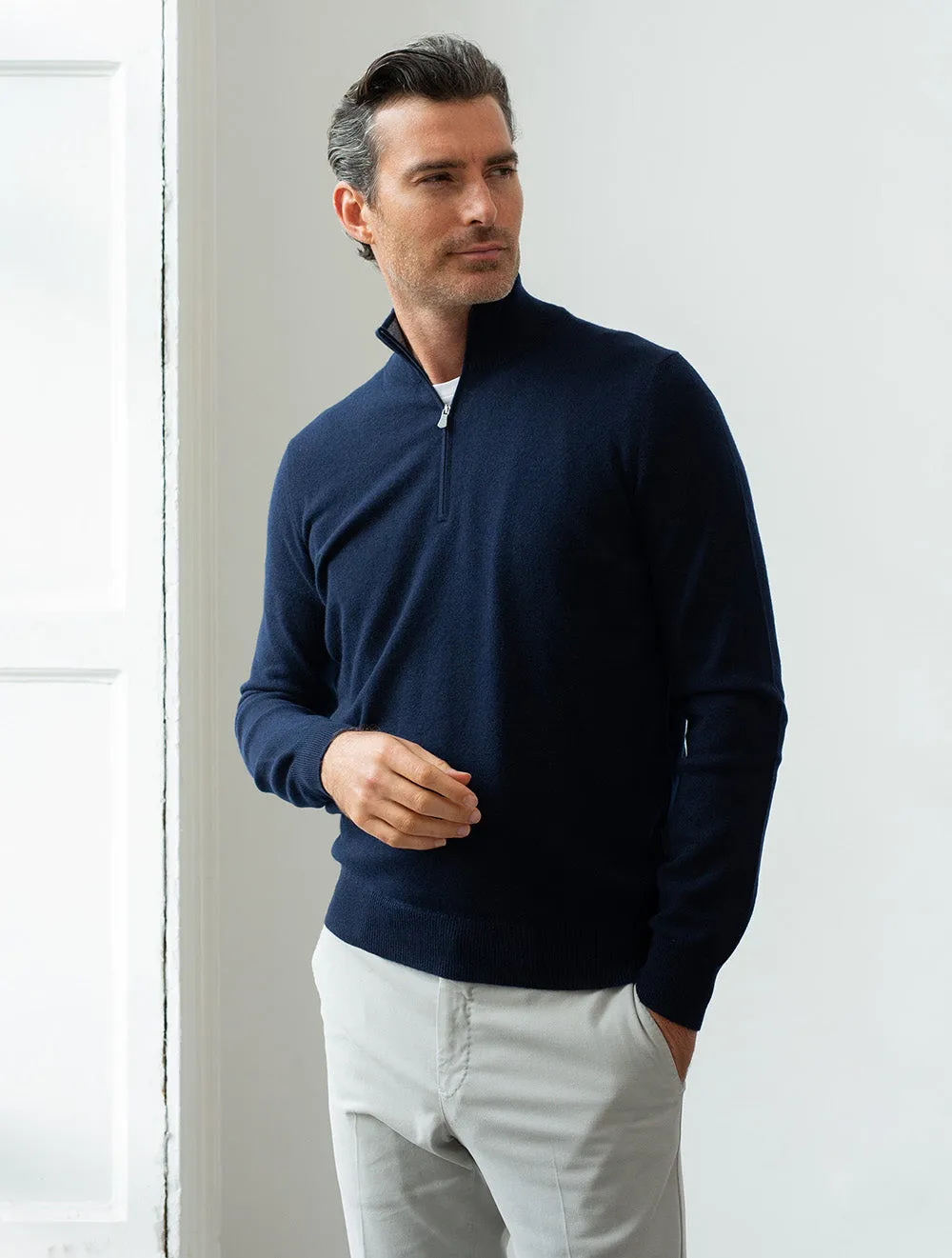 Kaschmir-Mock-Navy-Blau