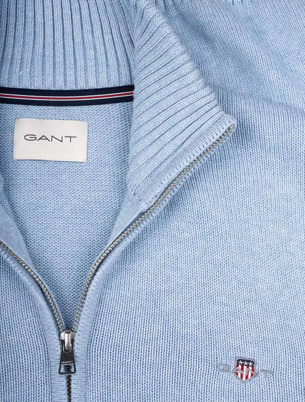 Casual Baumwoll-Halbzip Light Blue Melange