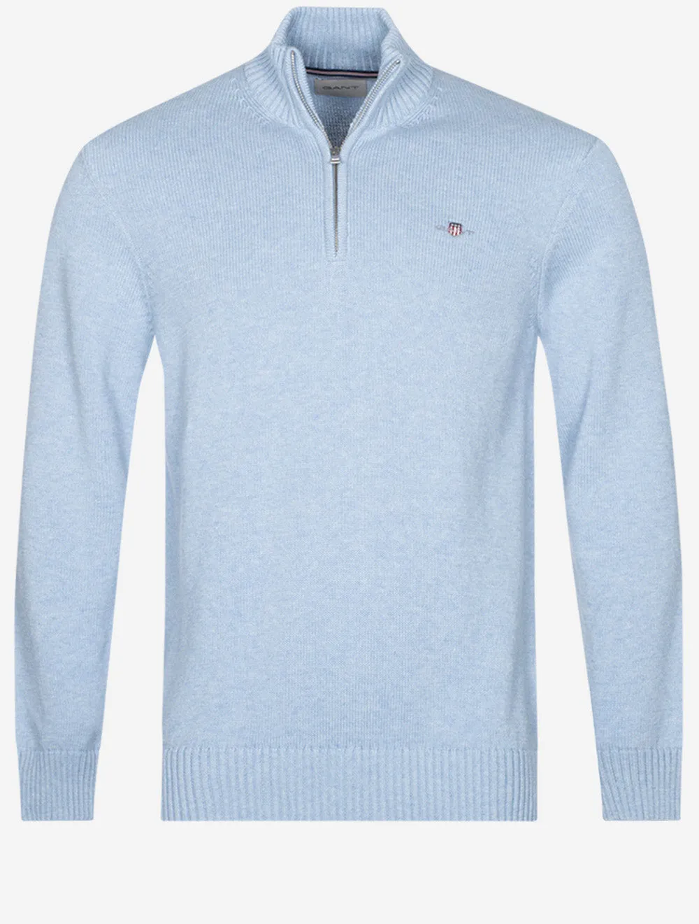 Casual Baumwoll-Halbzip Light Blue Melange