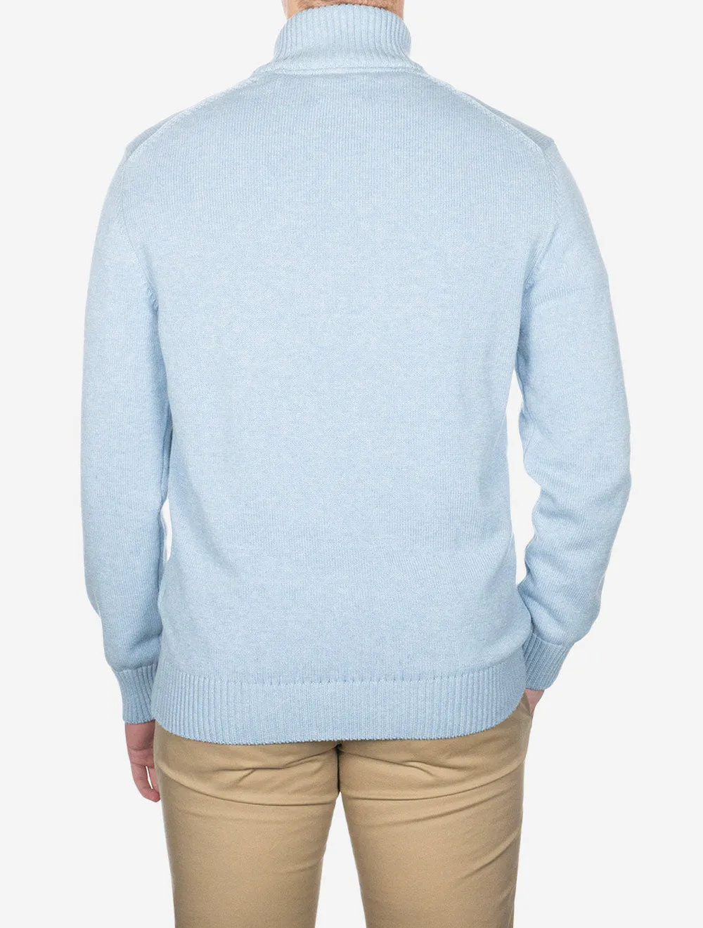 Casual Baumwoll-Halbzip Light Blue Melange