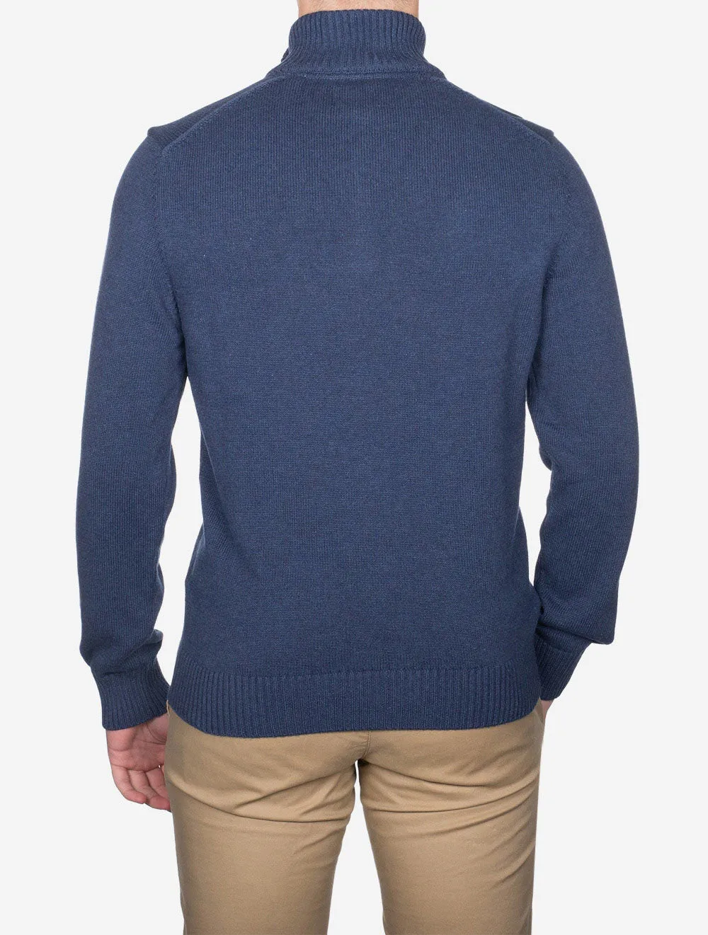 Casual Baumwoll-Halbzip Marine Melange