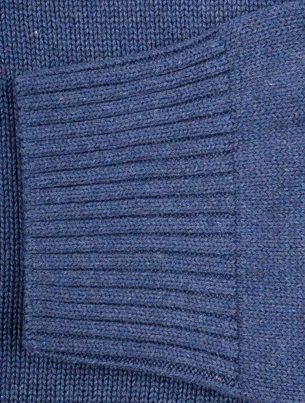 Casual Baumwoll-Halbzip Marine Melange