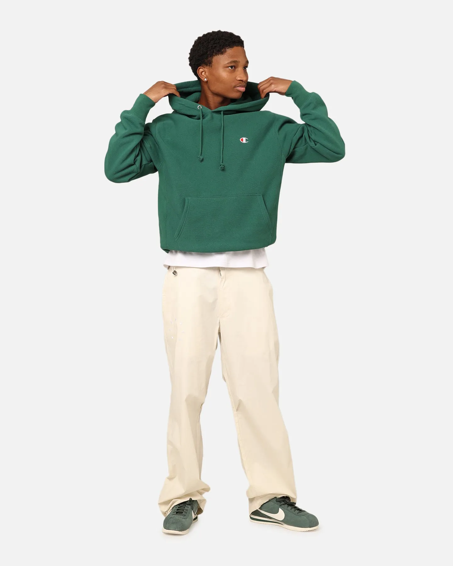 Champion Reverse Weave Small C Kapuzenpullover Fichte Willis