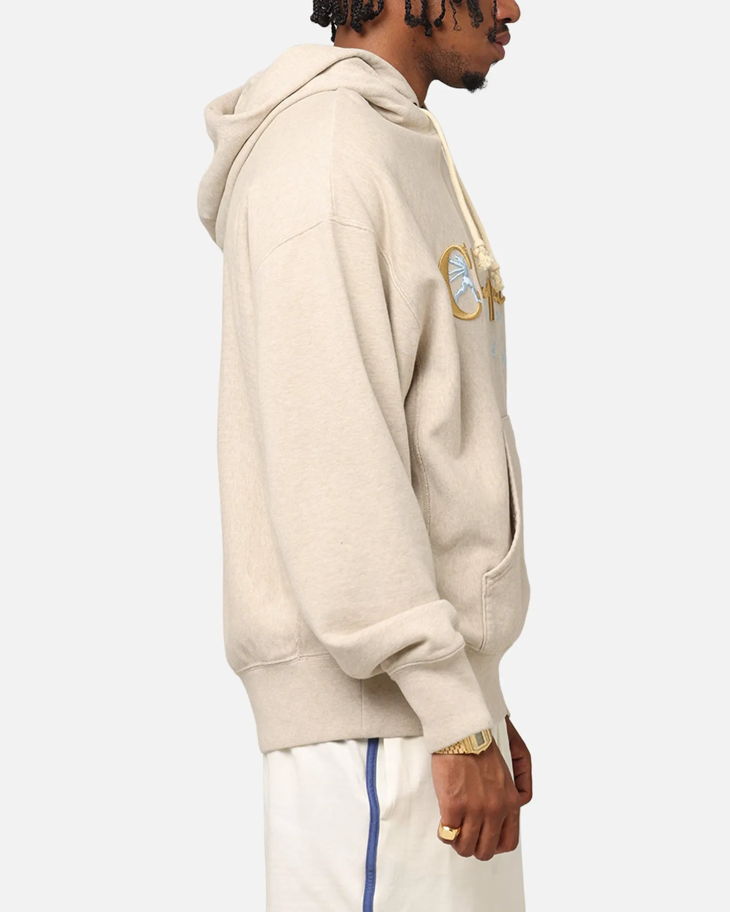Champion Vintage Logo Sweatshirt Hoodie Haferflocken Meliert