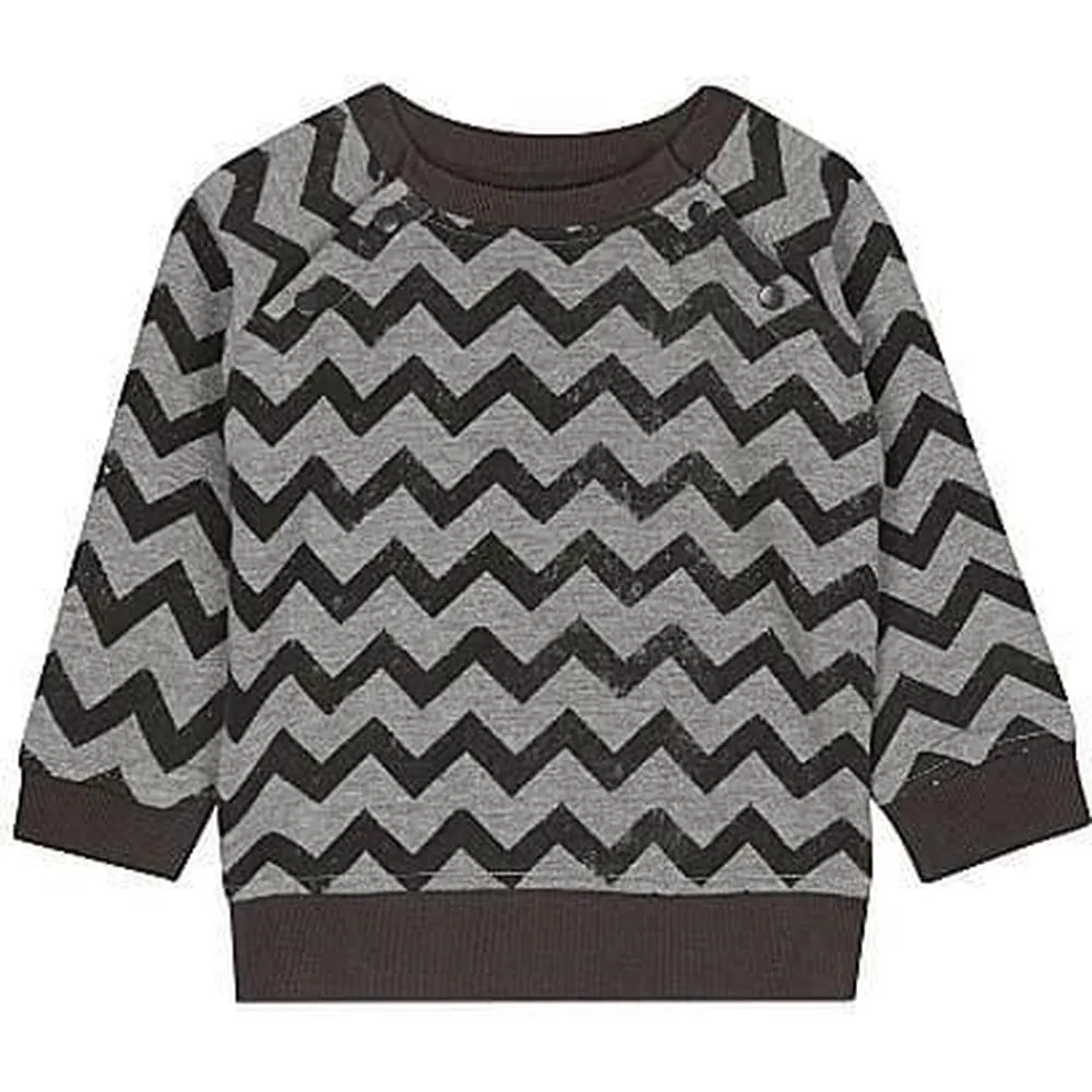 Holzgraues Zickzack-Sweat-Top und -Hose