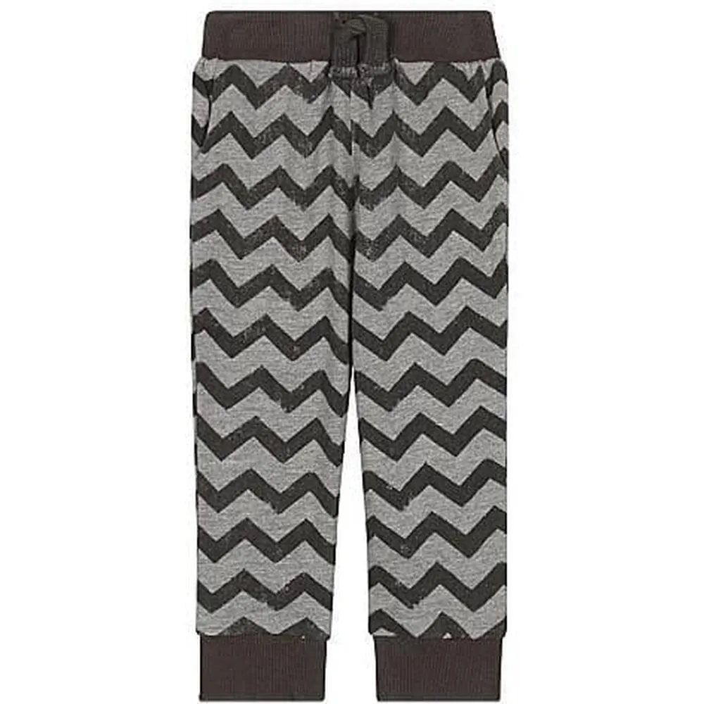 Holzgraues Zickzack-Sweat-Top und -Hose