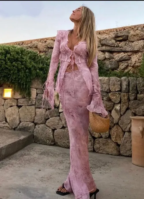 Chiffon-Druck Rock und Top-Set