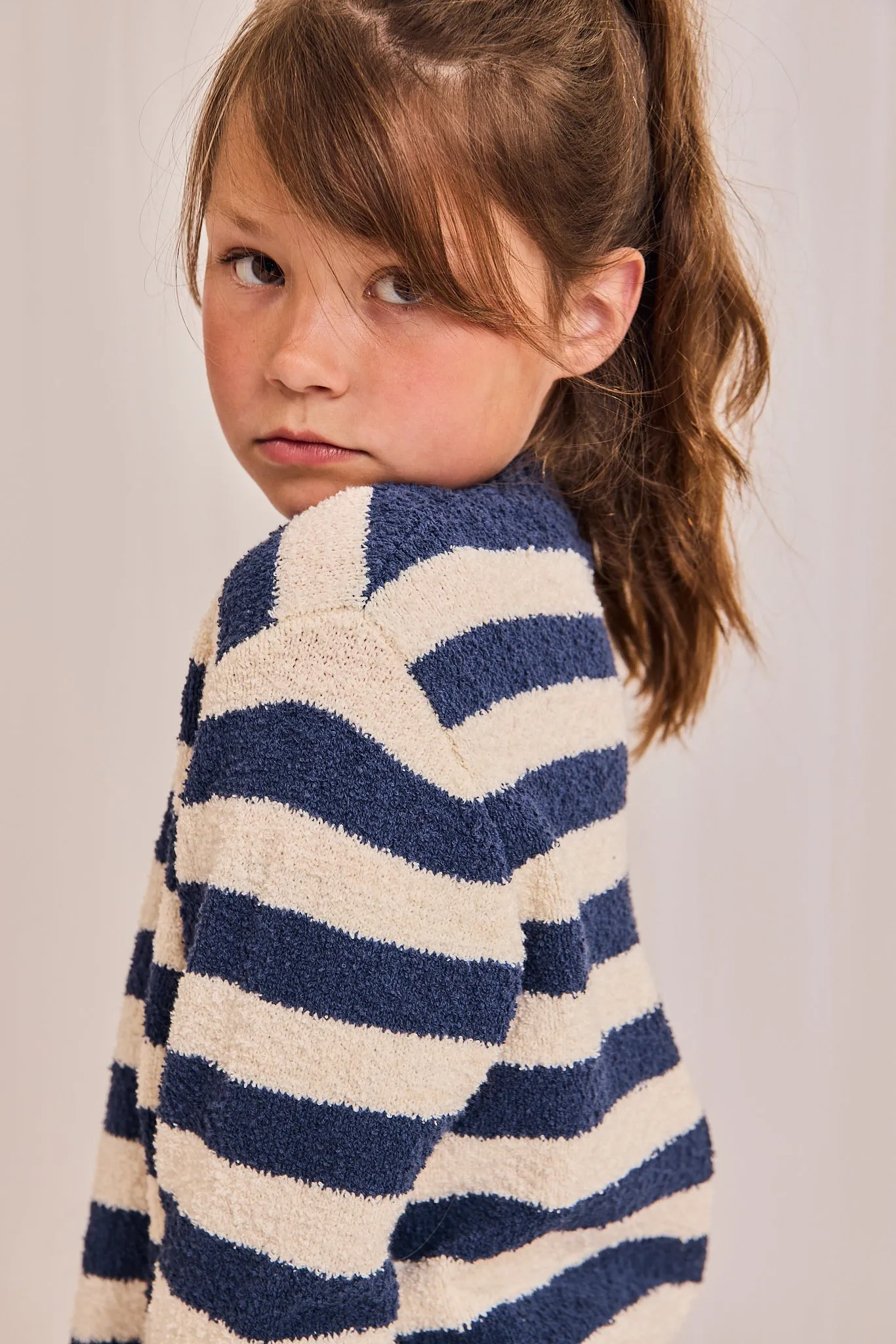 Gestreiftes C-Hals-T-Shirt 000760 - Indigo Ao76 Kleidung Jungen Mädchen