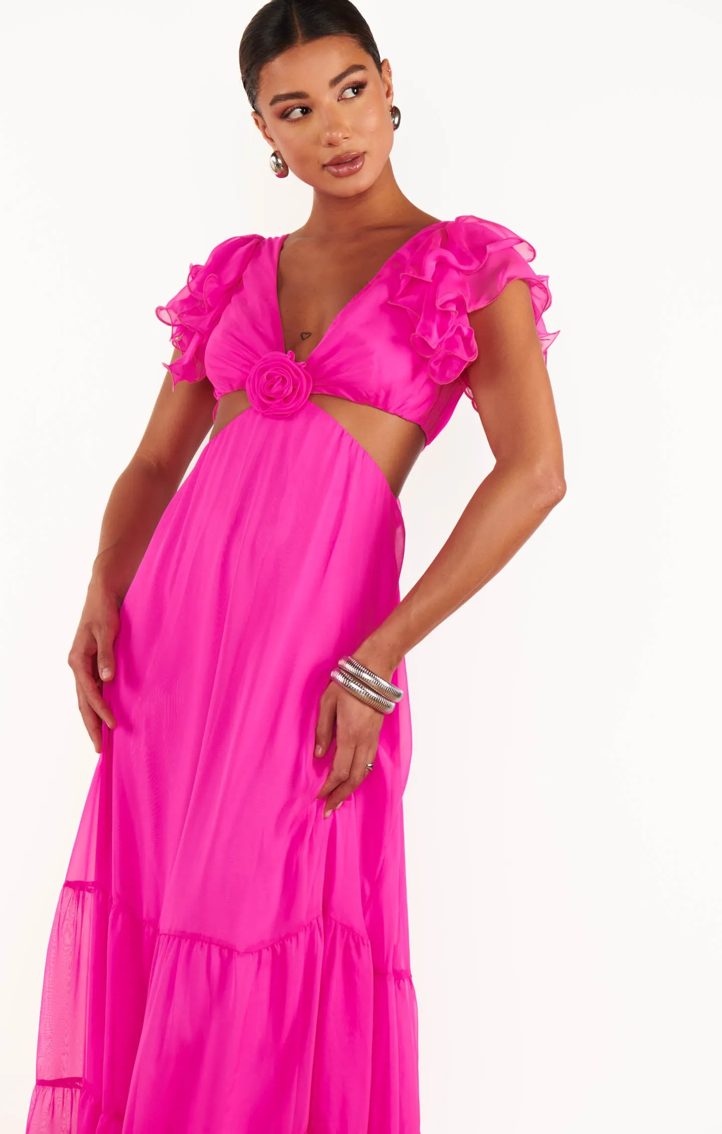 Christine Maxikleid ~ Schockierendes Pink aus Chiffon